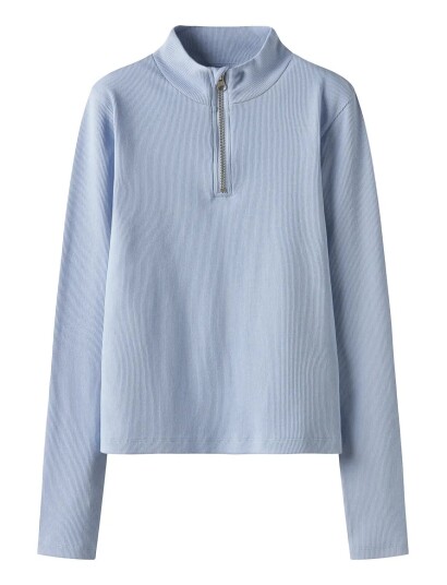 LMTD Nlfhinaja Ls Short S Half Zip Top   Blue   146 152