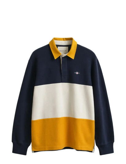 GANT Blocked Heavy Rugger - Navy - XXXL
