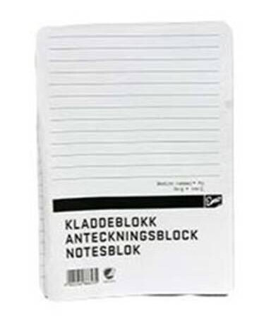 Kladdeblokk A5 -100 Sider - Linjert Med Stiv Bakside Kladdeblokk A5 -100 Sider - Linjert Med Stiv Bakside