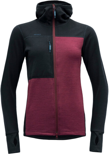 Devold Nibba Merino Jacket Hood Dame Ink/Beetroot L
