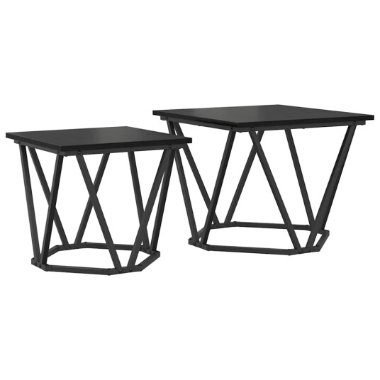 Sidebord 2 stk Svart Eik Kompositt Sidebord 2 stk Svart Eik Kompositt