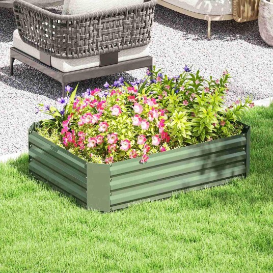 Høybed av stål plantebed kaldramme hagebed blomsterkasse stabelbar plantekasse grønnsaksbed 120 x 90 x 30 cm for hage b