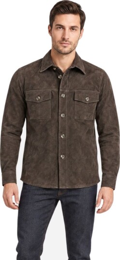 Stenströms Goat suede overshirt S brun herre