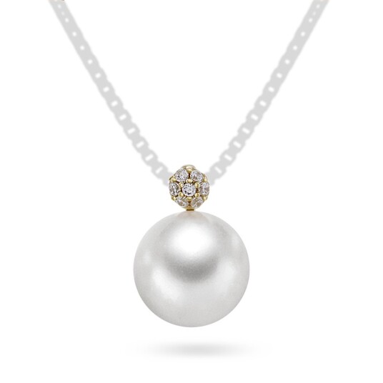 Pan Jewelry Anheng i 585 gult gull med ferskvannsperle og zirkonia Pan Jewelry Anheng i 585 gult gull med ferskvannsperle og zirkonia
