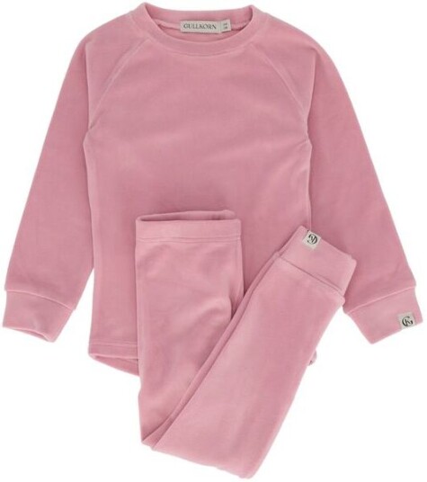 Gullkorn Jona fleece sett til barn Tåkerosa 122/128