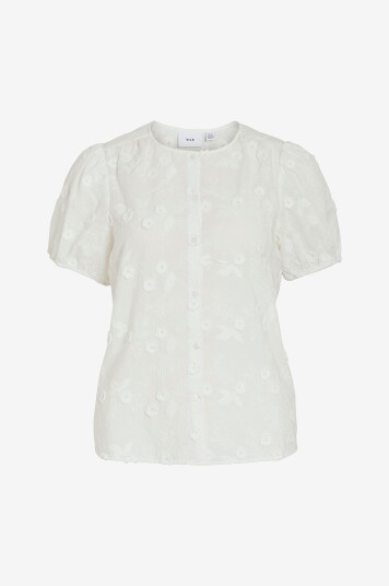 Vila Skjorte viSimone O neck S/S Top/r Hvit