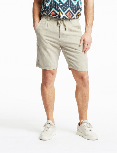 Lindbergh Linen Blend Herringbone Short - Grey - XL