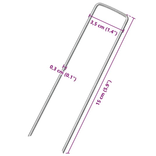 Jordplugger U-formet 25 stk 15x3,5 cm galvanisert stål Jordplugger U-formet 25 stk 15x3,5 cm galvanisert stål