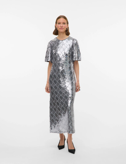 Vero Moda Vmmilka 2/4 7/8 Dress Wvn   Silver   XS
