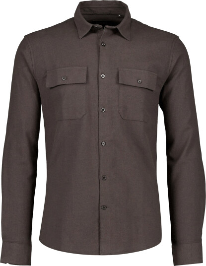 Lindbergh Brushed Cotton Shirt L/S Brown S Lindbergh Brushed Cotton Shirt L/S Brown S