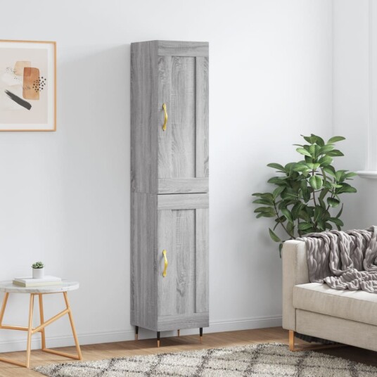 vidaXL Highboard grå sonoma 34,5x34x180 cm konstruert tre 8720845498610