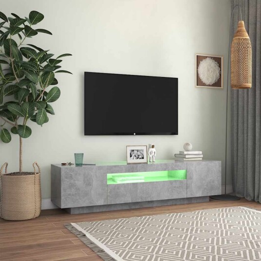 vidaXL TV-benk med LED-lys betonggrå 160x35x40 cm