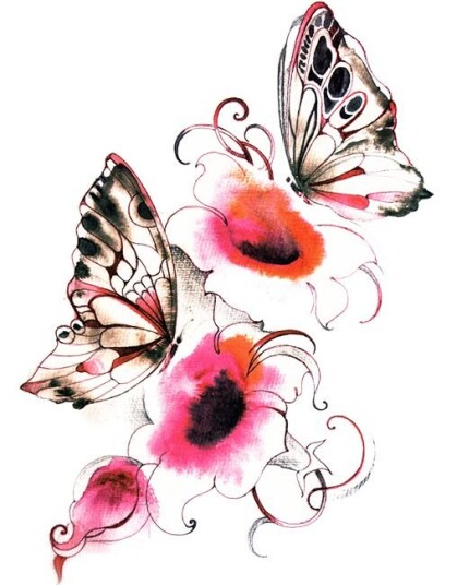 Butterfly Flowers Fake Tattoo