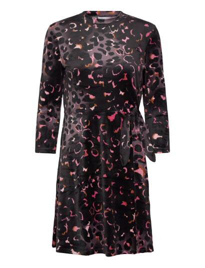 Juicy Couture Juicy Leopard Print Velour Dress - Black - 122