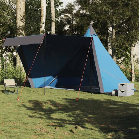 Familietelt tipi for 8 personer blå vanntett