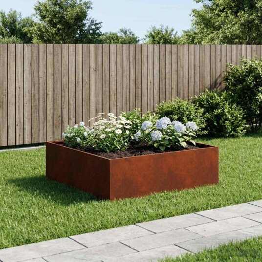 vidaXL Hageblomsterpotte Rusten 100 x 100 x 30 cm Cortenstål