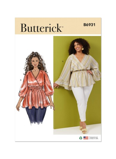 Butterick 6931 -Topp til dame W2  20W-22W-24W-26W-28W 