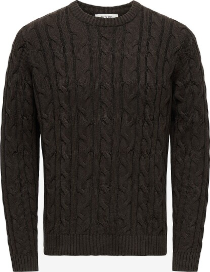ONLY & SONS Genser Onskim Ls Cabel Crew Reg Brun ONLY & SONS Genser Onskim Ls Cabel Crew Reg Brun