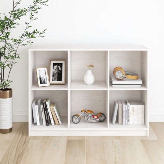 Bokhylle hvit 104x33x76 cm heltre furu 8720286772966