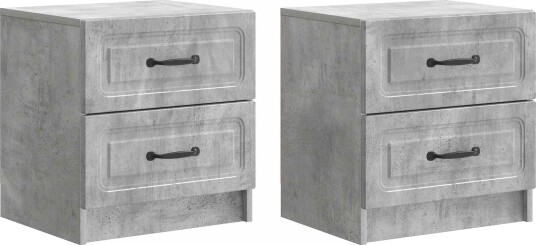Nattbordskap 2 pcs Betonggrå 43 x 34,5 x 44,5 cm Konstruert tre
