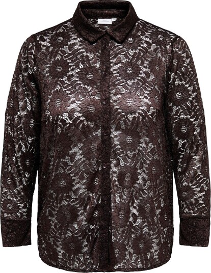Only Carmakoma Skjorte Carzion L/S Lace Shirt Jrs Brun