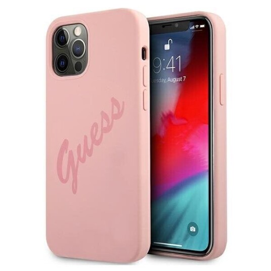 Guess Guhcp12llsvspi Iphone 12 Pro Max 6,7" Rosa/Rosa Hardt Deksel Med Vintage Skrift (Guhcp12llsvspi)