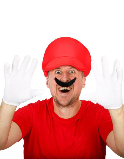Joker Mario Inspirert Kostymesett med Hatt Bart og Hansker
