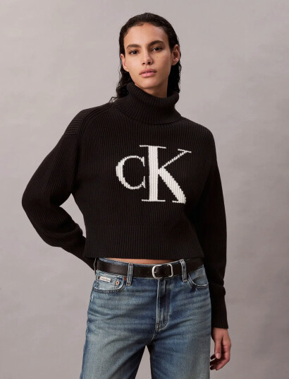 Calvin Klein Jeans Blown Up Ck Loose Sweater Contra - Black - XS