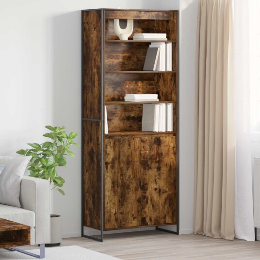 Høye Skap 2 pcs Røyk Eik 60 x 36 x 300 cm Konstruert tre