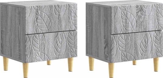  Nattbord 2 pcs Grå Sonoma 43 x 34,5 x 48 cm Konstruert tre