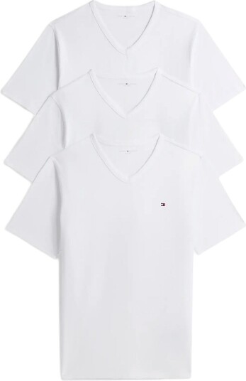 Tommy Hilfiger 3P Ss V Neck Tee White XL