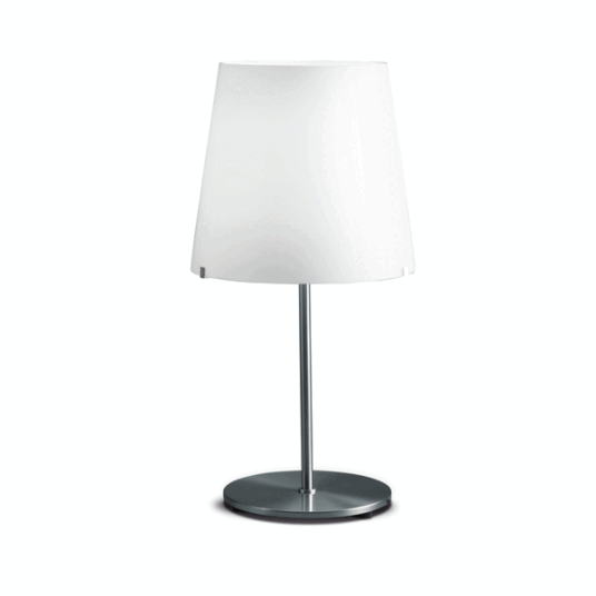 FontanaArte 3247 Bordlampe Stor Sateng/ Børstet Nikkel/ Hvit