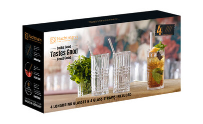 Nachtmann Longdrinksett med sugerør 44,5 cl 4 stk 1755767-01-0 1755751-01-0
