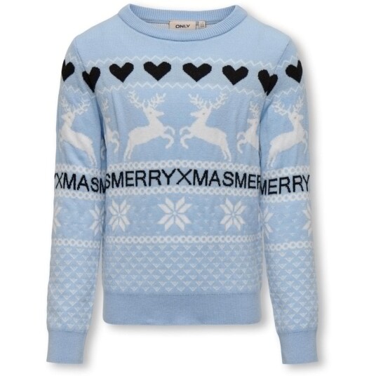 kids ONLY Cashmere Blue Medium Blue Merry Xmas Knit Bluse 122-128