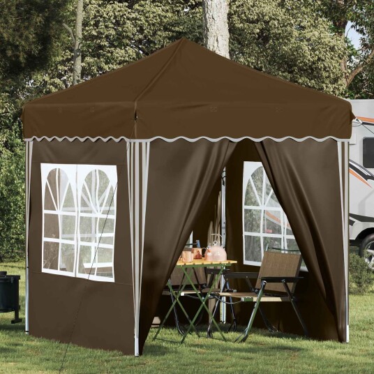 vidaXL Pop-up Festtelt 195 x 195 x 245 cm Gråbrun Oxford Stoff