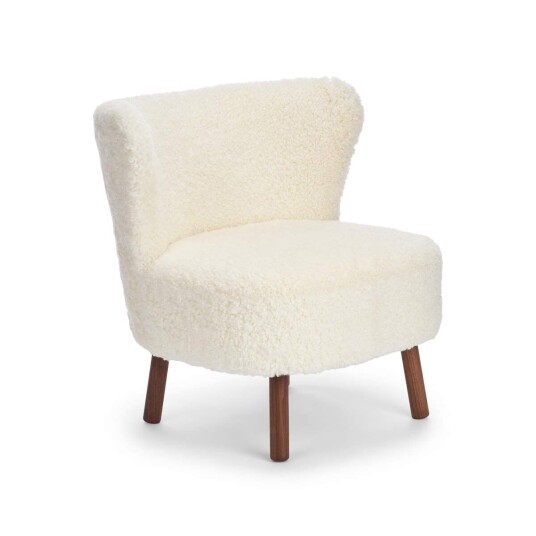Natures Collection Emil Lounge Chair Korthåret Hvit Valnøtt