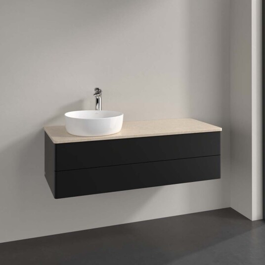 Villeroy & Boch Antao Servantskap med 2 skuffer 120x50x36 cm u/lys Sort Matt/Crème