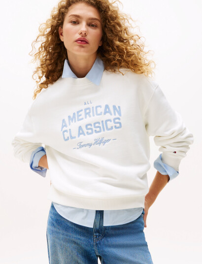 Tommy Hilfiger Varsity Mdrn Terry Swtshrt - White - XS Tommy Hilfiger Varsity Mdrn Terry Swtshrt - White - XS