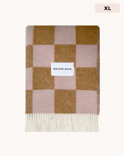 Maison Deux Checkerboard XL Pledd Rosa/Terracotta
