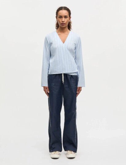 Mads Nørgaard Mia Poplin Pam Wrap Top Blue 38