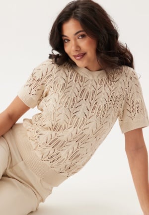 VILA Vicotti S/S O-NECK KNIT TOP - Birch XL