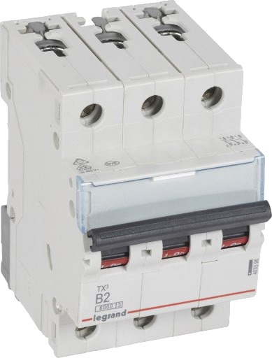 Legrand TX³ MCB automatsikring B2 3P 3M 6/6kA