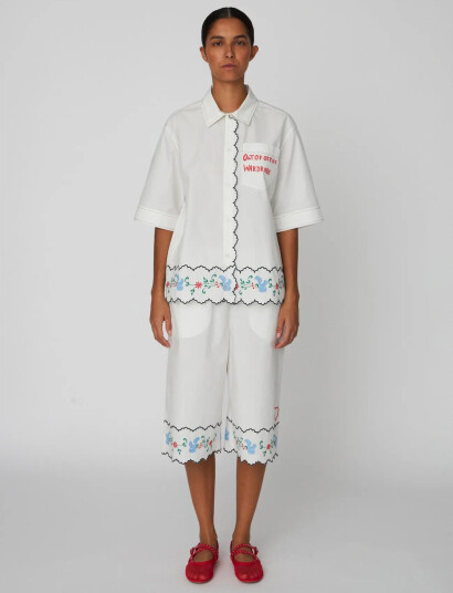 Stella Nova Coloured Embroidered Oversized Shir   White   38