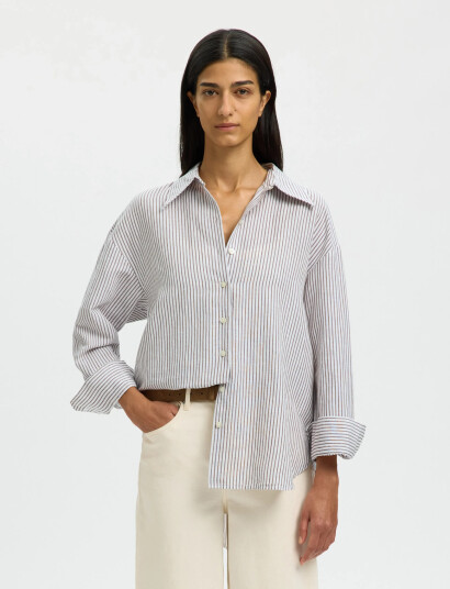 Selected Slfcleo Oversize Linen Blend Shirt Noos White 42 Selected Slfcleo Oversize Linen Blend Shirt Noos White 42