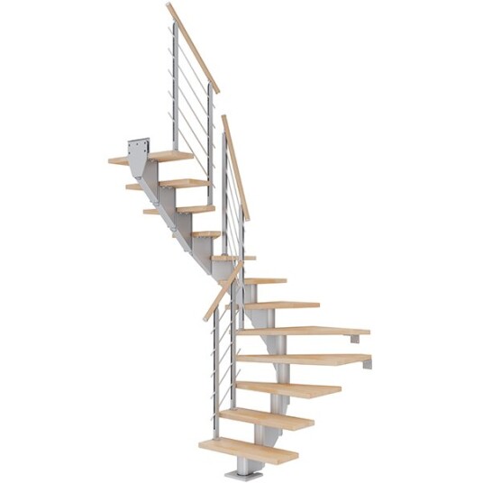 Dolle Hamburg U-trapp Pearl Grey-design-oljeret Bøk-75-13 - Loddret Høyde 259 301 Cm