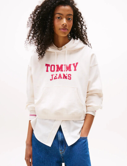 Tommy Jeans Tjw Bxy Crp Varsity Hoodie - White - XL