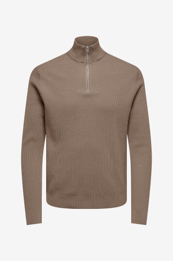 Only & Sons Genser onsPhil Reg 12 Cotton Half Zip Knit Natur