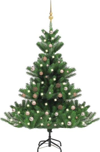 vidaXL Nordmann kunstig juletre med LED og kulesett gran grønn 150 cm vidaXL Nordmann kunstig juletre med LED og kulesett gran grønn 150 cm