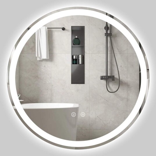 Rundt LED baderomsspeil 60 cm justerbar lysstyrke Rundt LED baderomsspeil 60 cm justerbar lysstyrke