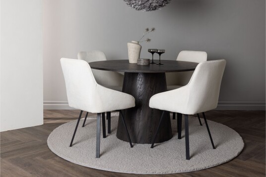 Venture Home Lanzo Spisegruppe 120 cm Rund med 4 Rosie Stoler Beige